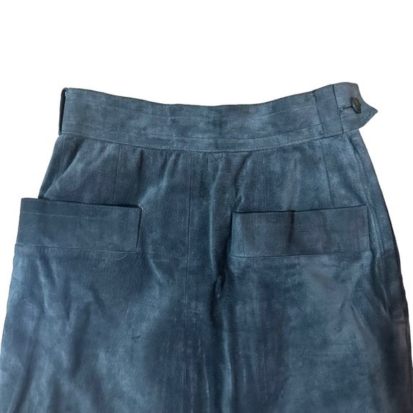 Vintage 1970s Saint Laurent YSL Grey Suede Skirt Size 25 - Picture 5 of 10
